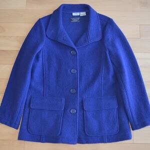 LL Bean Italian Wool Peacoat Jacket Size L Petite